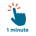 Image of hand clicking link. Text: 1 minute.